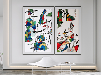 Modern abstract painting decorative hanging painting 3d model