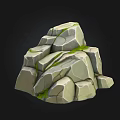 Natural Stacked Stone Structure With Mossy Details And Wooden Accents