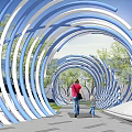 Modern Gallery Frame Landscape Gallery Frame Curved Corridor 3d model