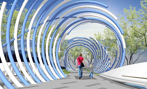 Modern Gallery Frame Landscape Gallery Frame Curved Corridor 3d model