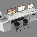 Modern Medical Workstation With Multiple Monitors Medical Images And Ergonomic Stools