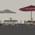 Stylish Outdoor Table With Rattan Chairs And Red Umbrella For Patio Dining Space