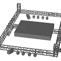 Stage Truss Structure With Central Platform And Surrounding Lighting Equipment