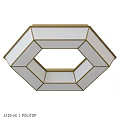 Elegant Modern Octagonal Ceiling Light With Gold Frame And White Shade 3d model