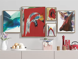 Modern Abstract Painting Abstract Hanging Painting Combination Ornaments 3d model
