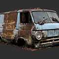 Abandoned Rusty Old Van With Broken Windows And Weathered Body Panels 3d model