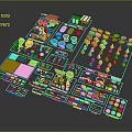 Colorful Cartoon Scene Elements With Various Characters And Playful Items Collection 3d model