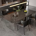 Modern Luxury Marble Dining Table Set With Soft Leather Chairs For Contemporary Home Dining Area