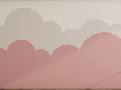 Pink and Gray Cloud Pattern Wall Design with Soft Hues and Smooth Curves 3d model