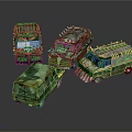 Camouflage Military Vehicle Detailed Models With Various Styles On Dark Background