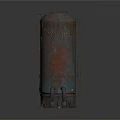 Industrial Cylindrical Metal Equipment With Rusted Surface Ladder And Top Railing
