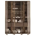Elegant Sideboard Cabinet Interior With Glass Doors Drawers And Dinnerware