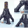Eiffel Tower Shaped Wine Bottle And Glass Holder With Decorative Design And Liquid