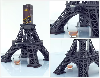 Modern wine bottle Eiffel Tower decanter 3d model