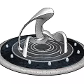 Modern Metallic Decorative Ornament Set With Curved Design Circular Base And White Spherical Accents