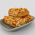 Cheesy Nutty Bread Slices Stacked With Cashew Nuts On Grey Plate