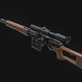 Classic Bolt Action Rifle With Wooden Stock Black Barrel And Scope