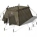 Traditional Canvas Tent With Wooden Poles And Rope Ties For Outdoor Camping
