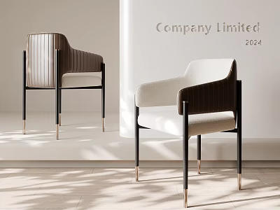 Modern Luxury Dining Chairs With Curved Back Armrests Black Legs And Gold Tips 3d model
