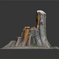 Artistic Wooden Chair With Swan Carvings On Tree Stump Base And Textured Design