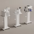 White Mobile Medical Devices With Stand Mounted Control Panels And Rolling Wheels
