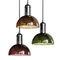 Colorful Glass Pendant Lights With Textured Shades And Silver Metallic Bases