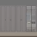 Modern Wardrobe With Multiple Doors Glass Panels And Interior Clothing Storage 3d model