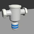 Silver Cross Shaped Metal Faucet With Blue Stripes On Gray Background