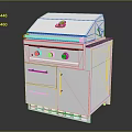 White Outdoor Grill With Control Knobs Drawers And Cabinet Doors For Home Use