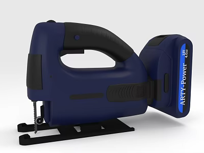 High Quality Blue Electric Jigsaw Hardware Tool With Ergonomic Handle And Stable Base 3d model