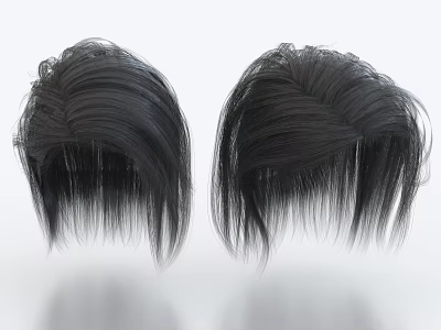 Decorative Ornament Set Featuring Two Stylish Black Wigs For Home Decor 3d model