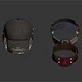 Dark Baseball Cap And Adjustable Leather Strap Headband For Daily Essentials 3d model