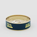 Open Canned Round Tuna With Gold Lid And Navy Blue Label Ready to Eat