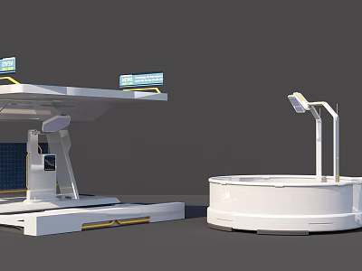 Modern Display Shelves With Round Platform And LED Lighting Fixtures 3d model