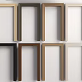Different Colored Door Frame Lines Arranged in Rows on White Background