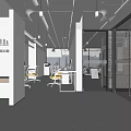 Modern Open Public Office Area With Glass Partitions Desks And Chairs