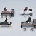Modern Office Desk Multiple Styles Design With Office Chairs And Supplies