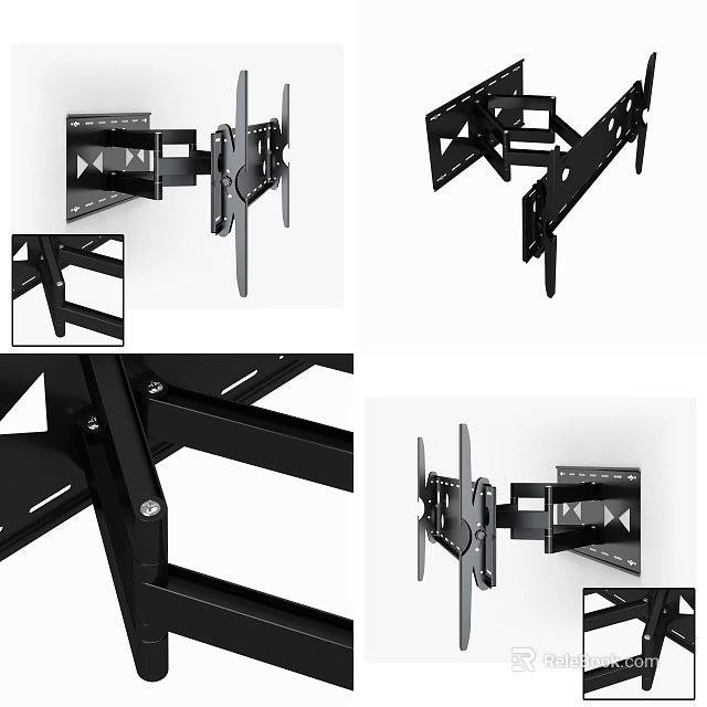 Iron TV Wall Mount Bracket With Sturdy Heavy Duty Adjustable Structure For TVs 3d model 