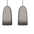 Two Light Gray Modern Pendant Lights With Gradient Dark Base And Matte Finish 3d model