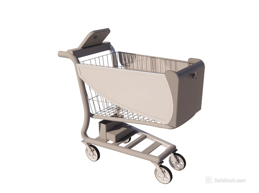 Commercial Equipment Shopping Cart With Metal Frame Storage Basket Bottom Shelf And Wheels 3d model 