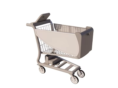 Commercial Equipment Shopping Cart With Metal Frame Storage Basket Bottom Shelf And Wheels 3d model