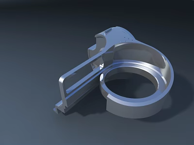 Silver Metal Mechanical Component With Ring Structure And Clamp Design 3d model