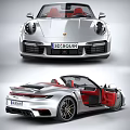 Silver Convertible Sports Car with Red Seats Sporty Exterior and Alloy Wheels