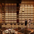 Elegant Bar Interior Design Featuring Liquor Shelves Bar Stools And Seating Area