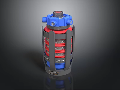 Tactical AR15-7 Device With Blue Top Red Black Frame And Grid Structure 3d model