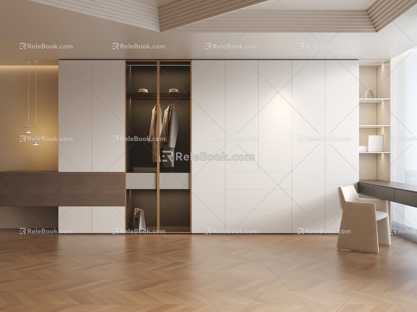 Modern Wardrobe Minimalist Wardrobe Cloakroom Italian Wardrobe 3d model