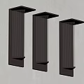 Three Modern Illuminated Wall Lamps With Metal Frame And Striped Lampshade Mounted On Light Wall
