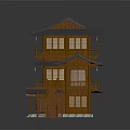Traditional Three Story Wooden Ancient Architecture With Curved Eaves Tile Roof Balconies And Staircase
