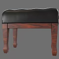 Elegant Black Leather Tufted Sofa Stool With Wooden Legs Design