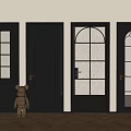 Black Hinged Doors With Various Glass Panel And Solid Wood Designs For Interior
